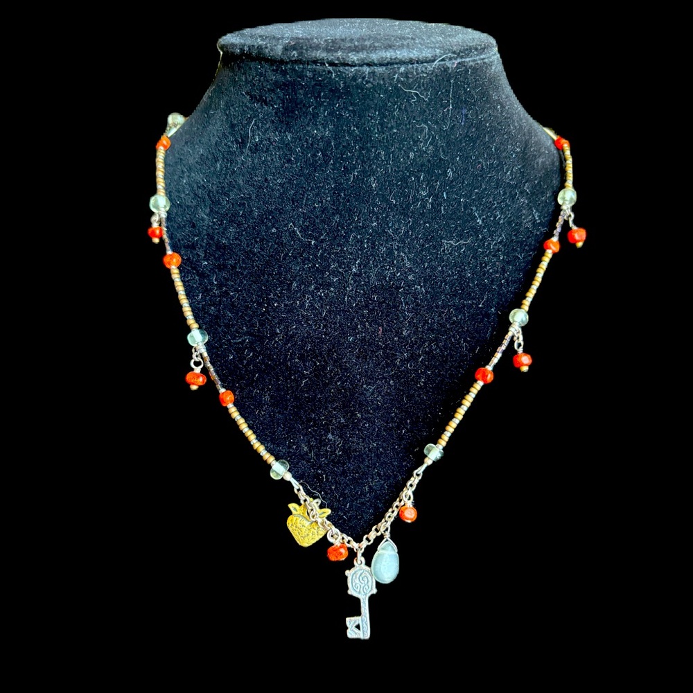 Vintage Silpada Silver & Orange Charm Necklace